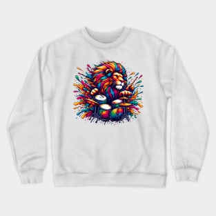 Lion Playing Drums Crewneck Sweatshirt